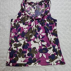 Banana Republic Sleeveless Floral Top Purple Watercolor